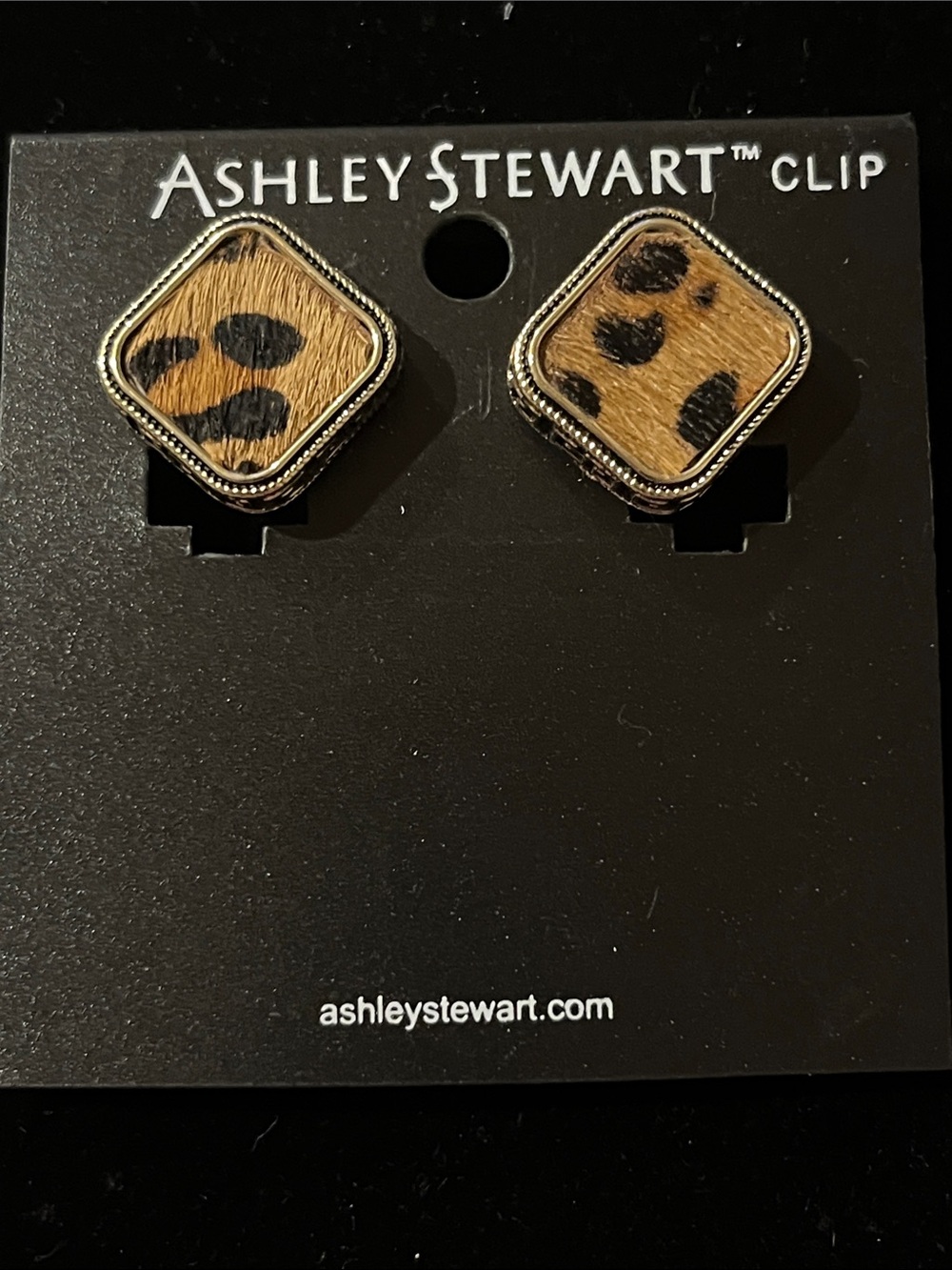 Ashley Stewart Gold-Trim Leopard Print Clip Earrings - Tan & Black